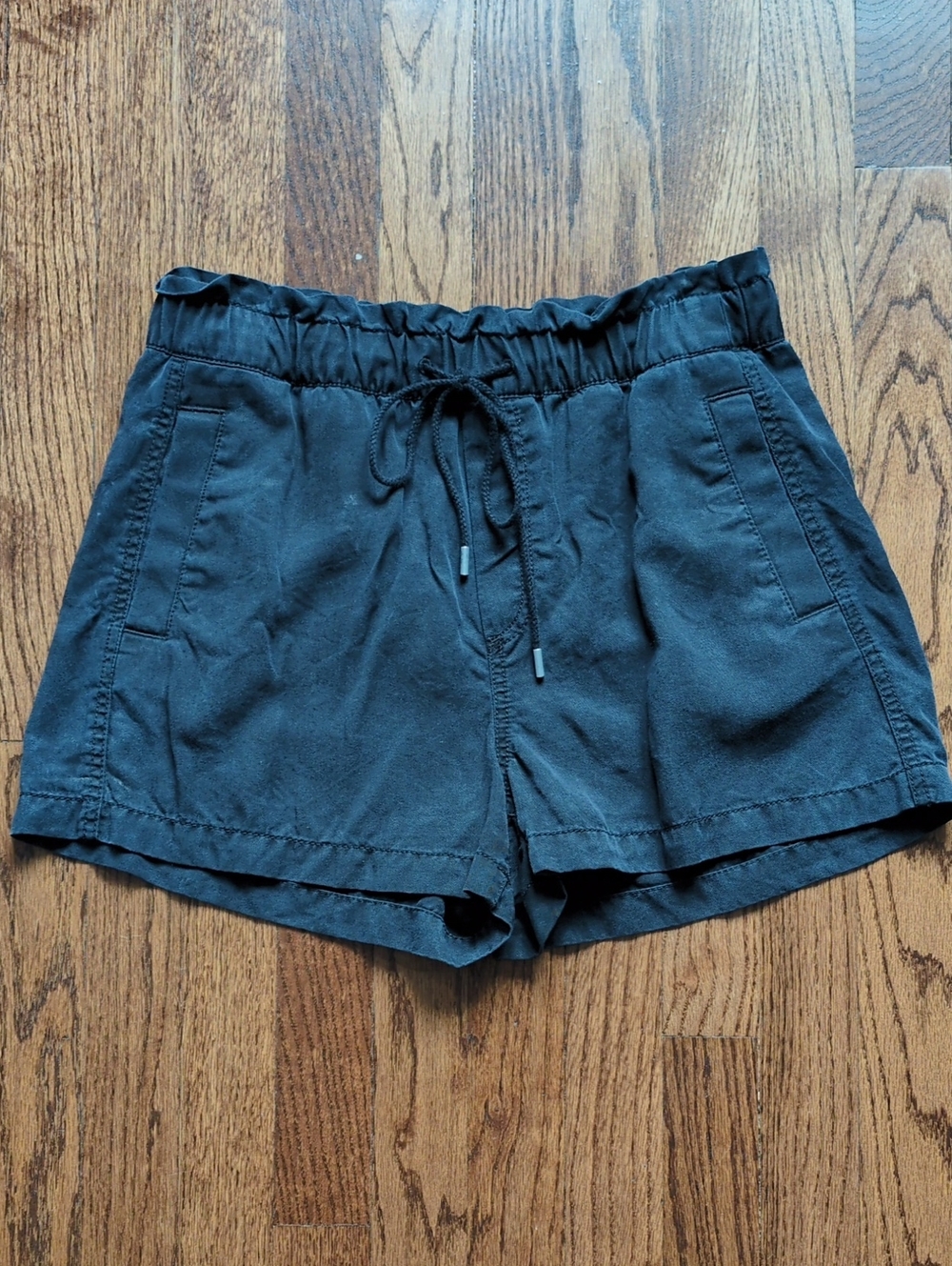 LOFT Washed Black High-Waist Drawstring Shorts